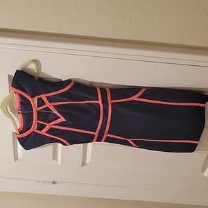Navy and pink body con dress